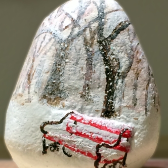 rock painted from a Christmas card I received